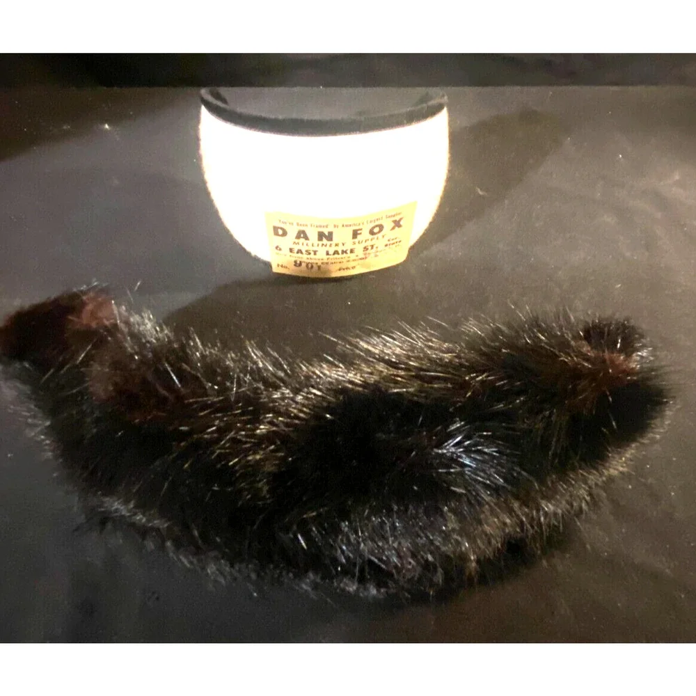 Vintage 1960s Ladies Black Mink Fur Flapper Headband USA Made